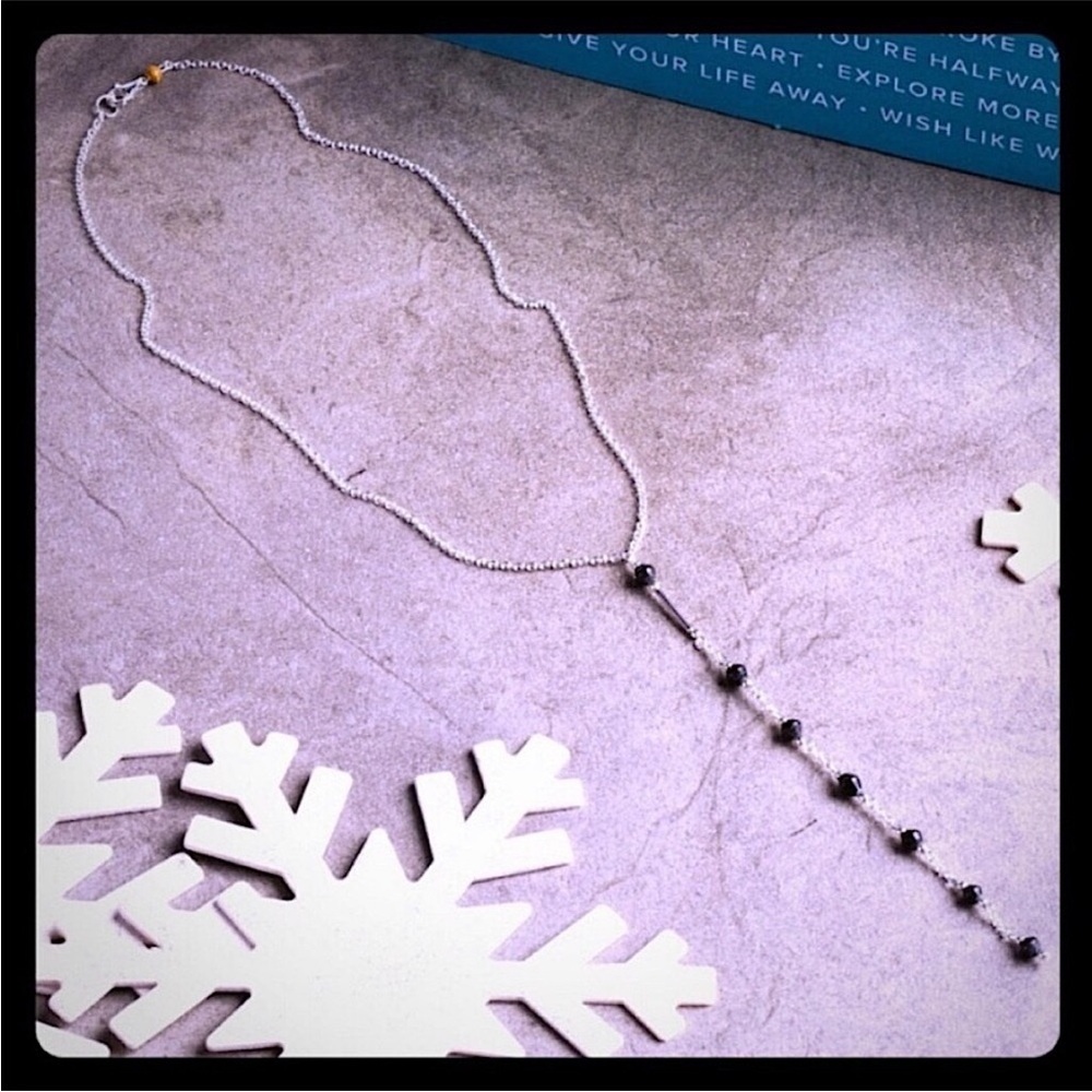 LandMine Design Evy Necklace- Sterling Silver and Black Beaded Handmade Necklace